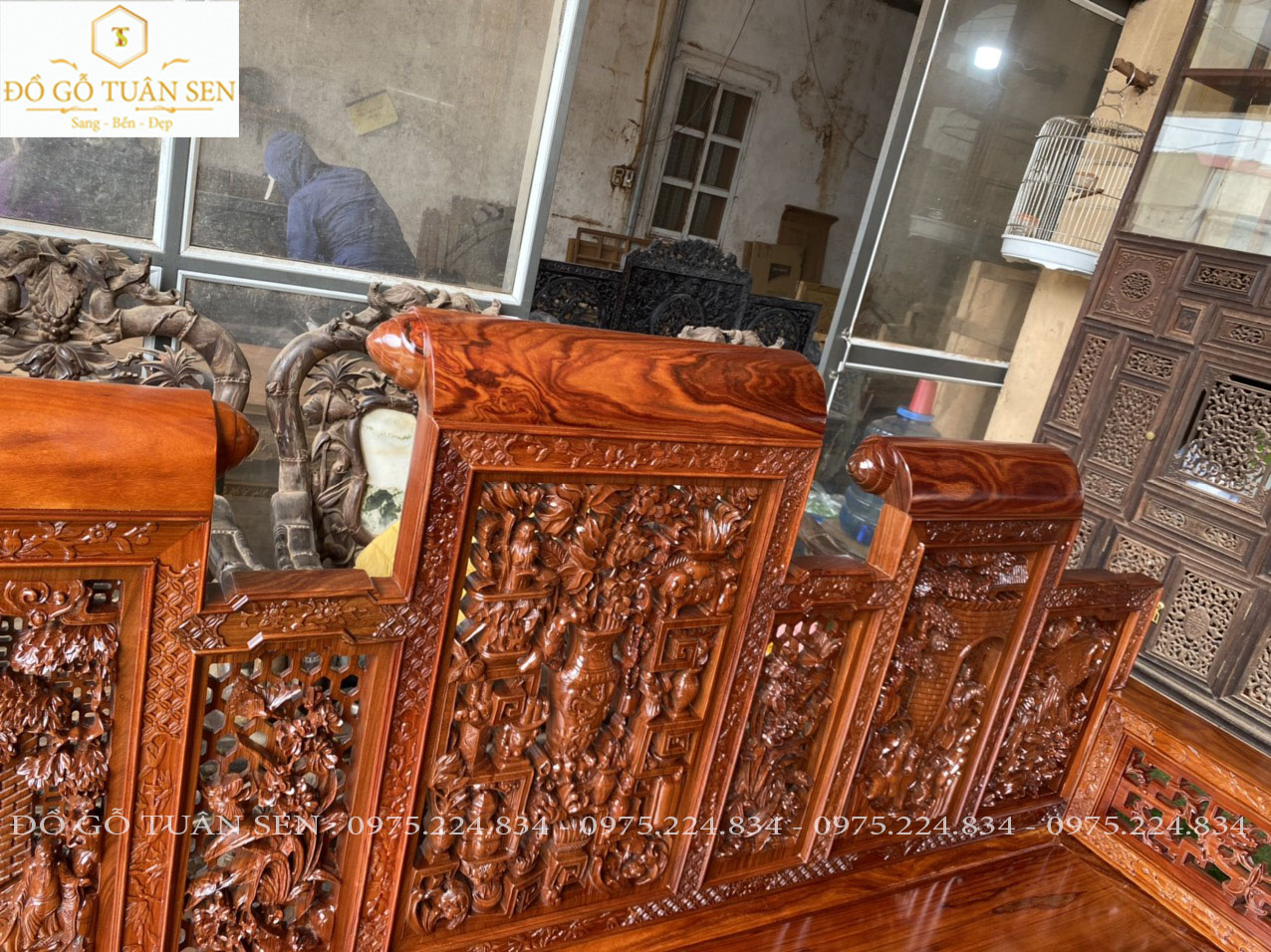 Hình ảnh chi tiết bộ trường kỷ gỗ cẩm lai đẹp nhất 2023